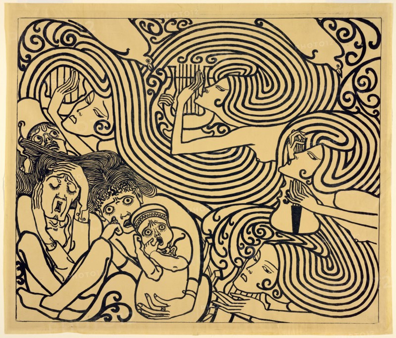 Image Design for a Poster, Wagenaar's Cantata 'The Shipwreck', 1899. Creator: Jan Toorop.