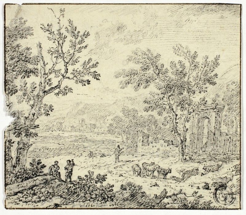 Landscape with Goats, Goatherd and Ruins, n.d. Creator: Jan van Huysum.
