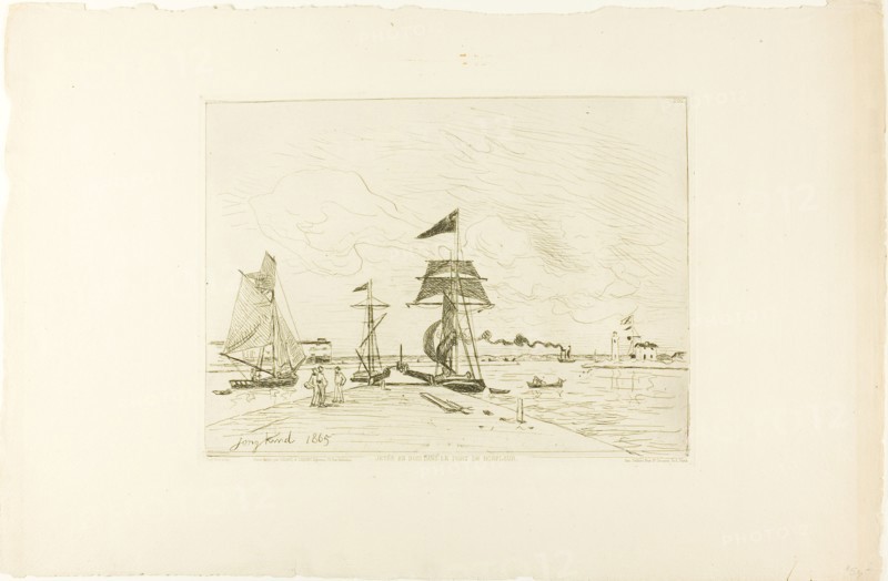Wooden Pier, Honfleur Port, 1865; published January 1866. Creator: Johan Barthold Jongkind.