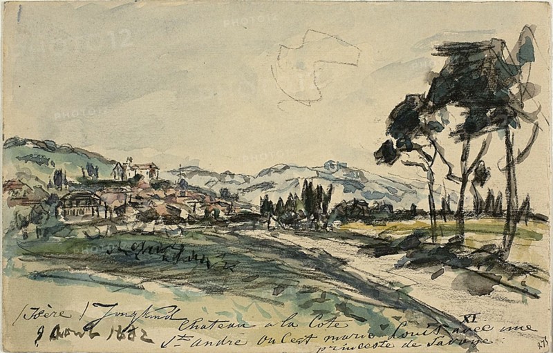 Chateau, Cote Saint Andre (recto) Empty Cart and Shed with Other Sketches (verso), 1882. Creator: Johan Barthold Jongkind.