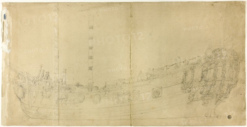 Ship Constructor's Drawing for Dutch Galleon, n.d. Creator: Willem van de Velde I.