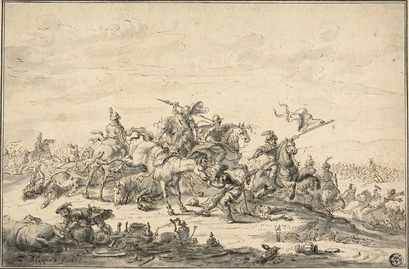 Battle Scene with Horsemen, 1658. Creator: Zacharias Blijhooft.