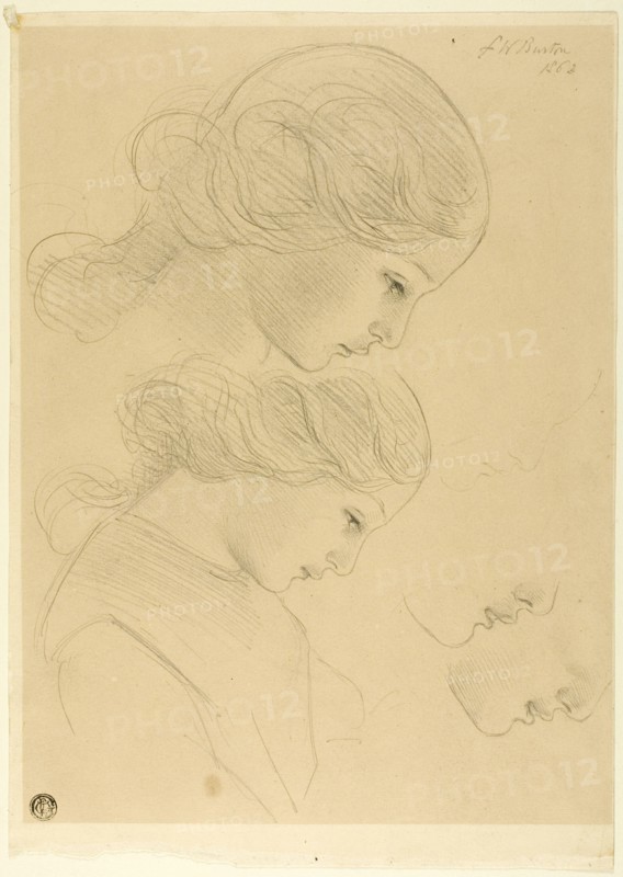 Sketches of Woman's Profile, 1863. Creator: Frederic William Burton.