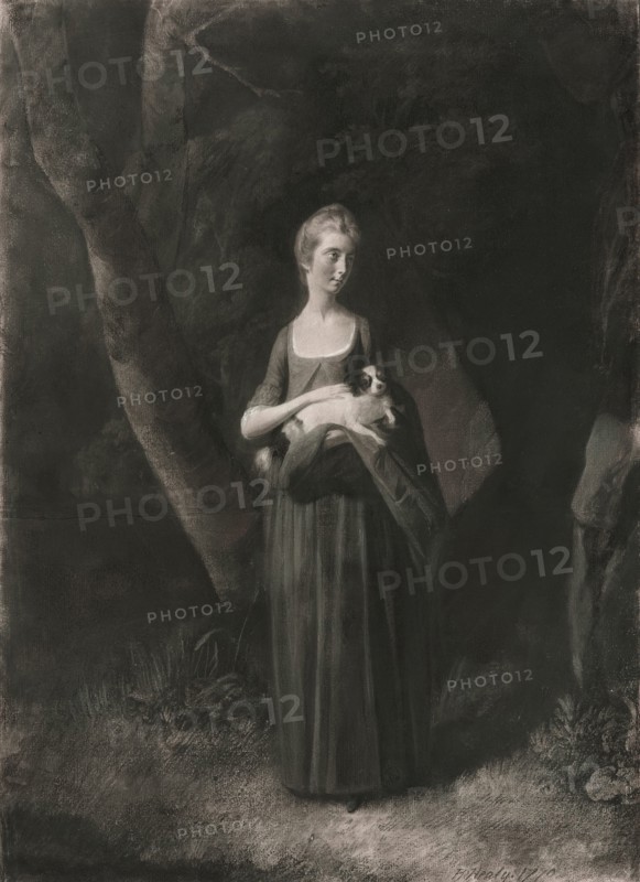 Miss Cunningham Holding Her King Charles Spaniel, 1770. Creator: Robert Healy.