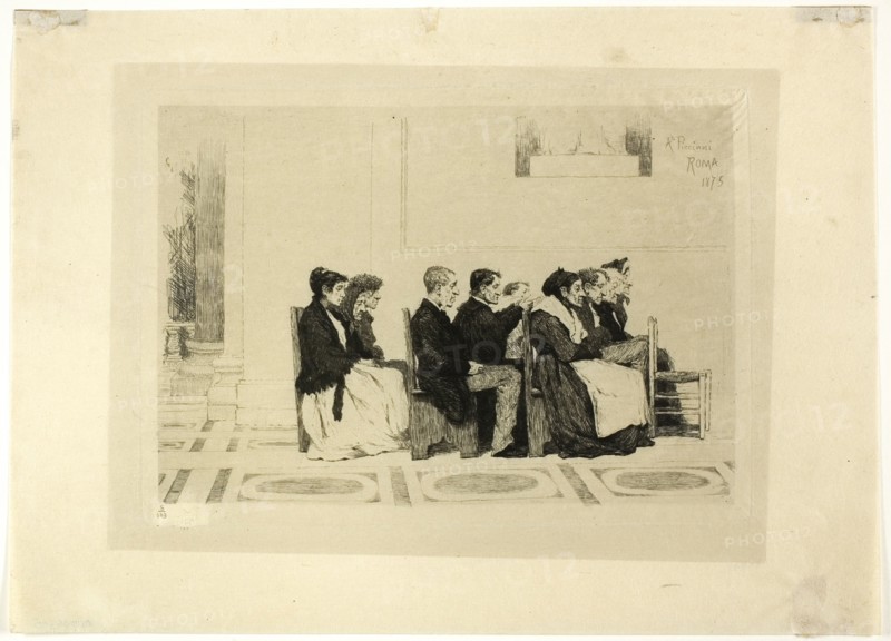 Attending Mass, Rome, 1875. Creator: Antonio Piccinni.