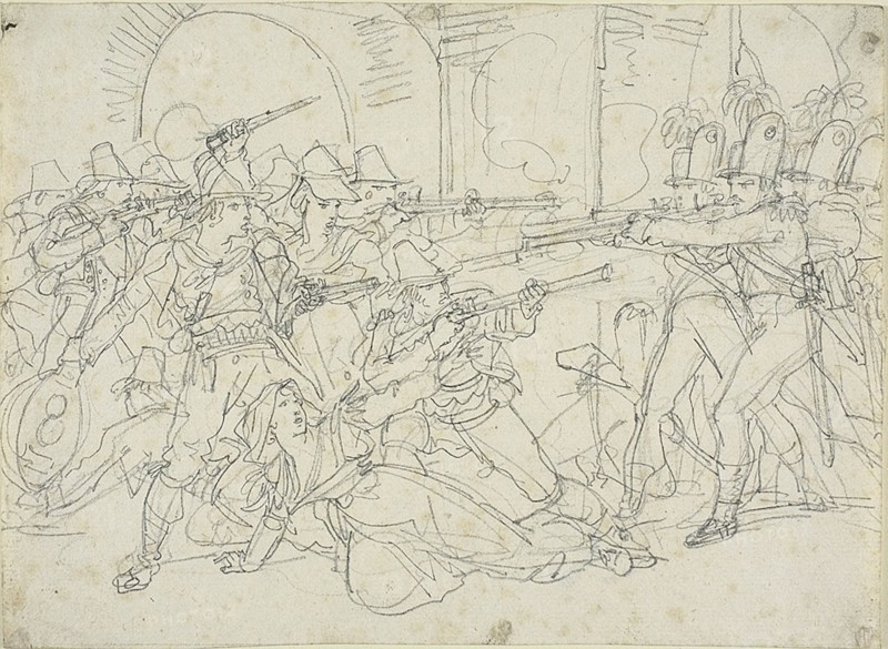 Study for Events of the Life of Massaroni, an Italian Bandit, 1823. Creator: Bartolomeo Pinelli.