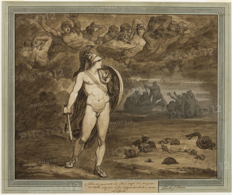 Telemachus, Believing that His Father, Ulysses, Is Dead, Searches for Him in the..., 1808. Creator: Bartolomeo Pinelli.