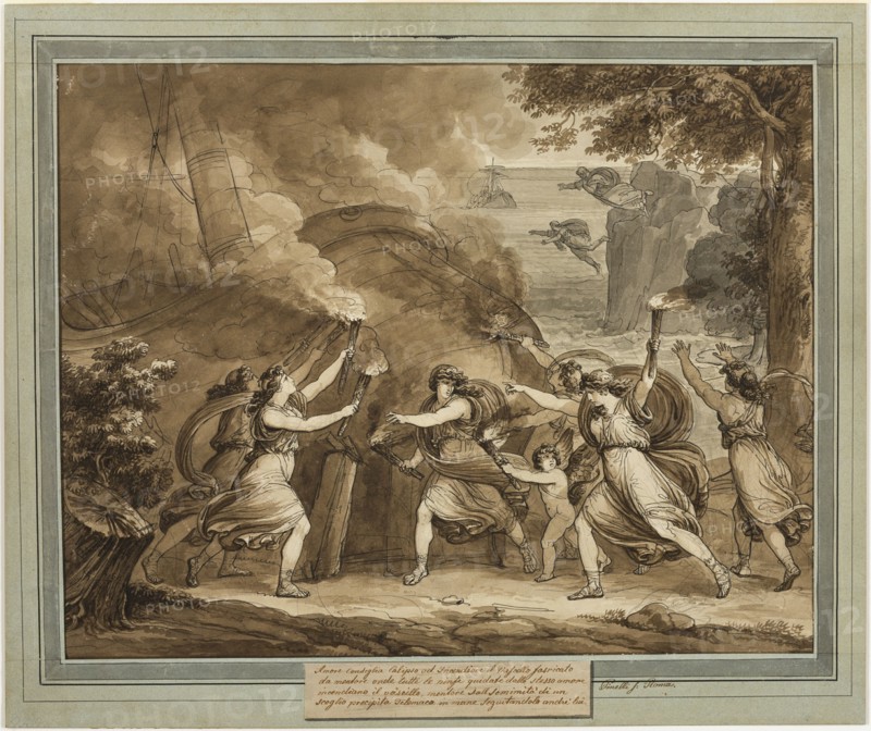 Cupid Advises Calypso to Set  Fire to Mentor’s Ship, from The Adventures of..., 1808. Creator: Bartolomeo Pinelli.