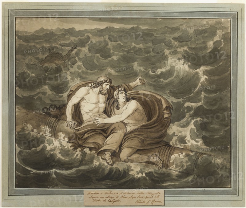 Mentor and Telemachus, Having Survived the Storm, Are Spirited to the Island of Calypso..., 1808. Creator: Bartolomeo Pinelli.