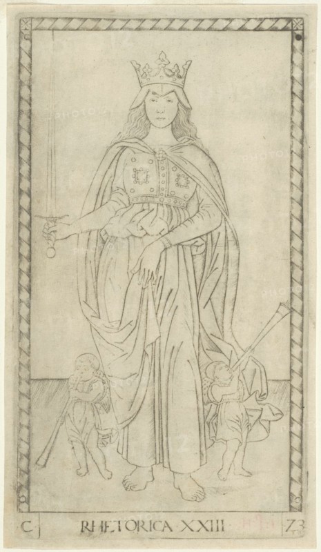 Rhetoric, plate 23 from Arts and Sciences, c.1465. Creator: Unknown.