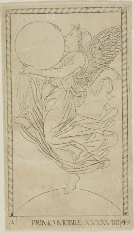 The Angel of the Ninth Sphere, or Primum Mobile, plate 49 from Planets and Spheres, c.1465. Creator: Unknown.