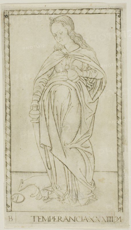Temperance, plate 34 from Genii and Virtues, c.1465. Creator: Unknown.
