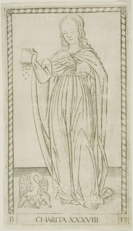 Charity, plate 38 from Genii and Virtues, c.1465. Creator: Unknown.