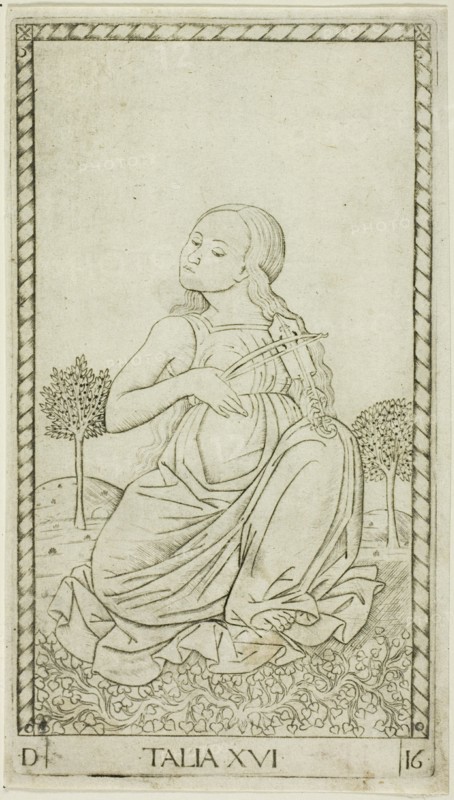 Thalia, plate sixteen from Apollo and the Muses, c.1465. Creator: Unknown.