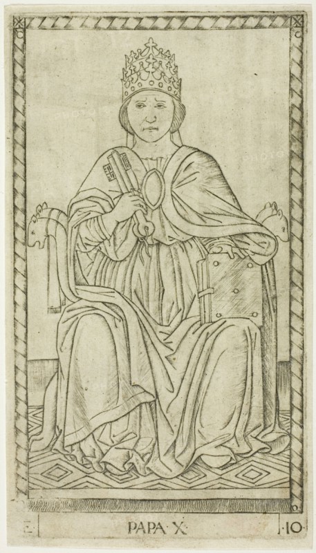 The Pope, plate ten from The Ranks and Conditions of Men, c.1465. Creator: Unknown.