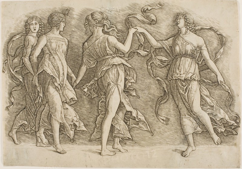 Four Women Dancing, c.1497. Creator: School of Andrea Mantegna.