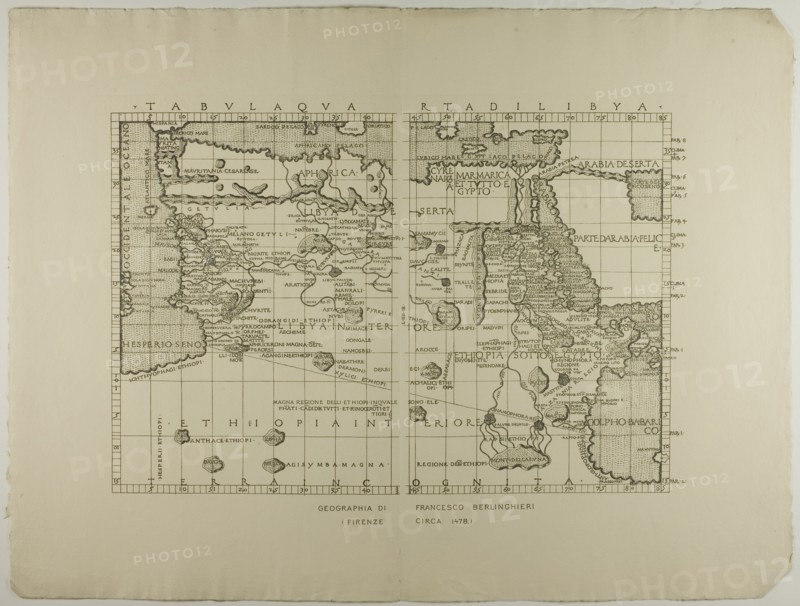 Map of Libya, the Middle East and North Africa, 1478, reprinted 1889. Creator: Unknown.