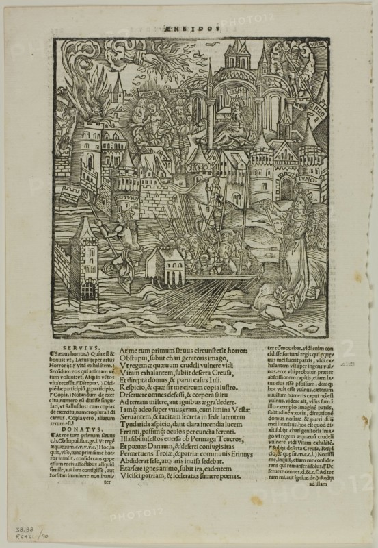 Leaf from Opera by Virgilius (after the Strasbourg Virgil, 1502), plate 90 from Woodcuts...1937. Creators: Unknown, Max Geisberg.