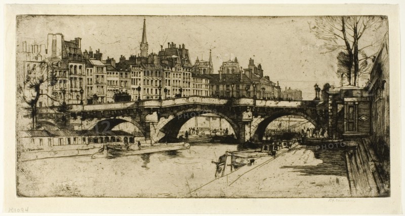 Pont Neuf, plate one from the Paris Set, 1904. Creator: David Young Cameron.