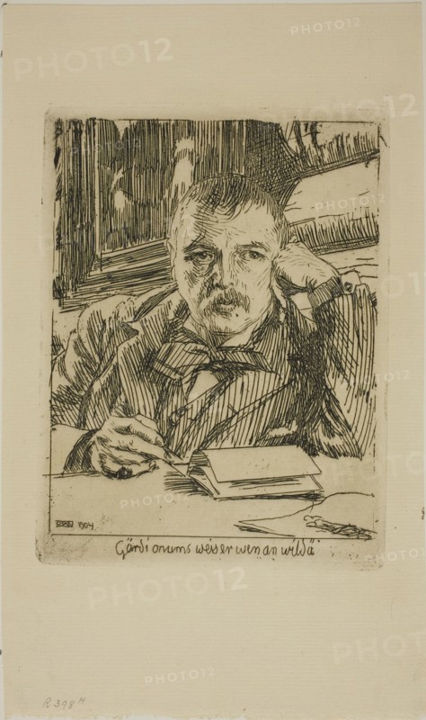 Self-Portrait with Inscription, 1904. Creator: Anders Leonard Zorn.