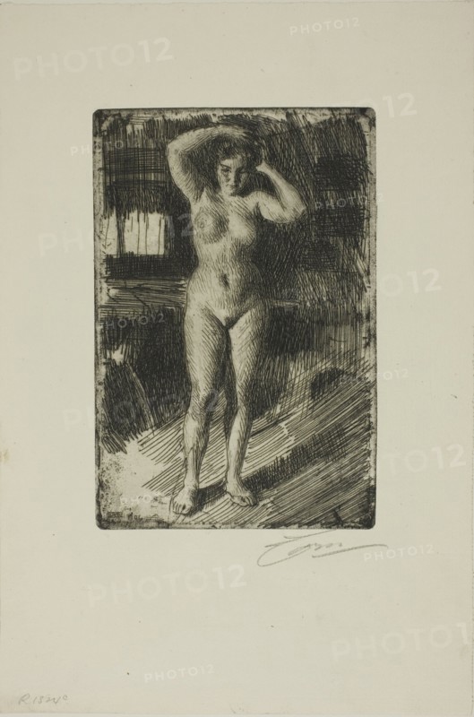 Anna Doing Her Hair, 1906. Creator: Anders Leonard Zorn.