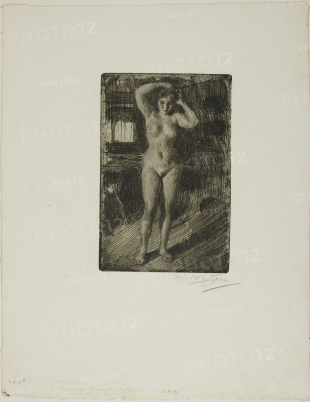 Anna Doing Her Hair, 1906. Creator: Anders Leonard Zorn.