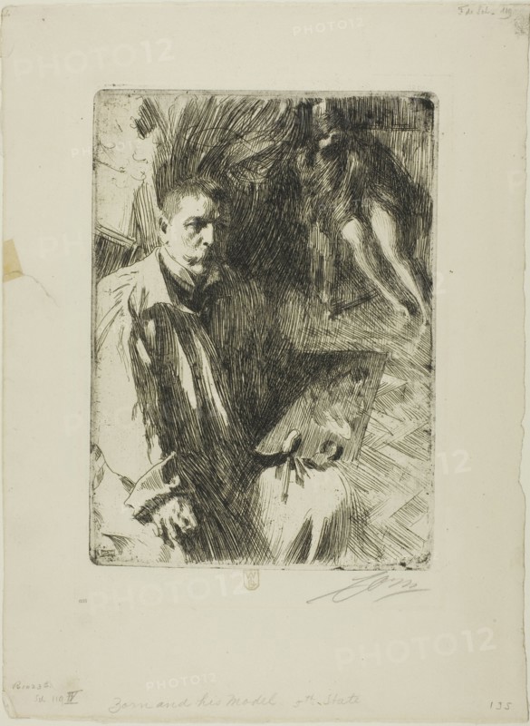 Self-Portrait with Model II, 1899. Creator: Anders Leonard Zorn.