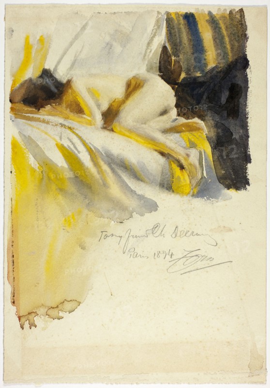 Nude Lying On Bed, 1894. Creator: Anders Leonard Zorn.