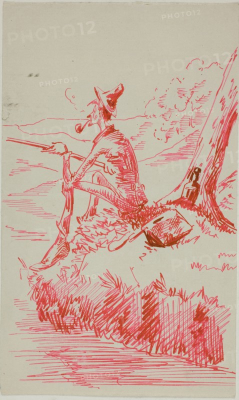 Man Fishing on Bank of River, n.d. Creator: Anders Leonard Zorn.