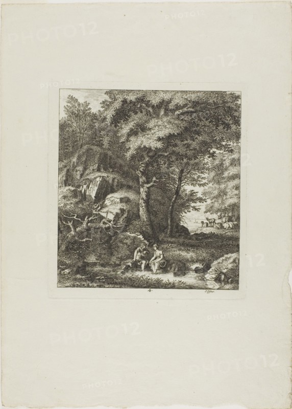 Couple Seated in a Glade, 1764. Creator: Salomon Gessner.