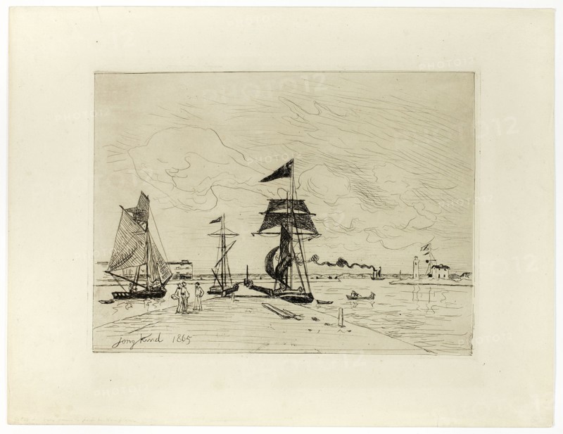 Pier at the Port of Honfleur, 1865. Creator: Johan Barthold Jongkind.
