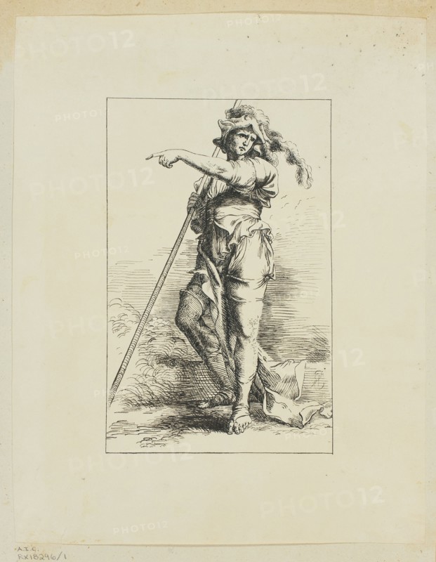 Figure with Staff Pointing, n.d. Creator: Unknown.