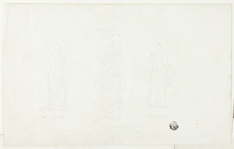 Three Large Statues by Algardi and Michelangelo, 19th century. Creator: Unknown.