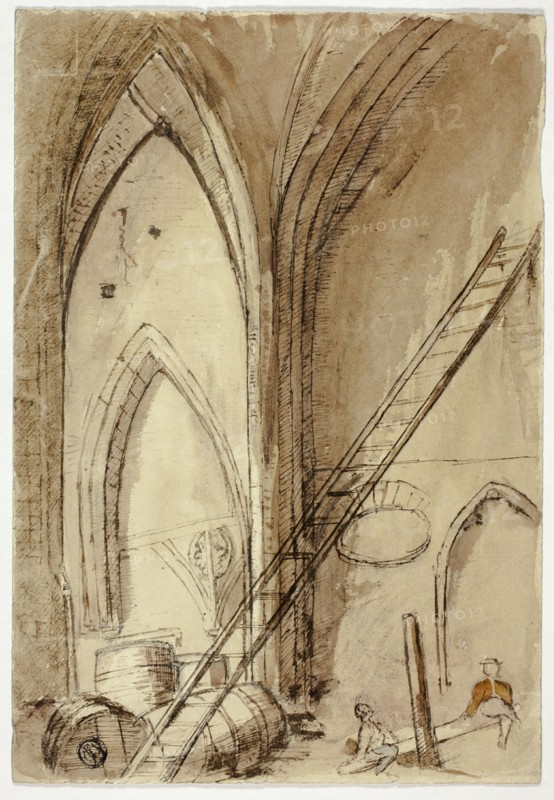 Teetertotter in Church Building, n.d. Creator: Unknown.