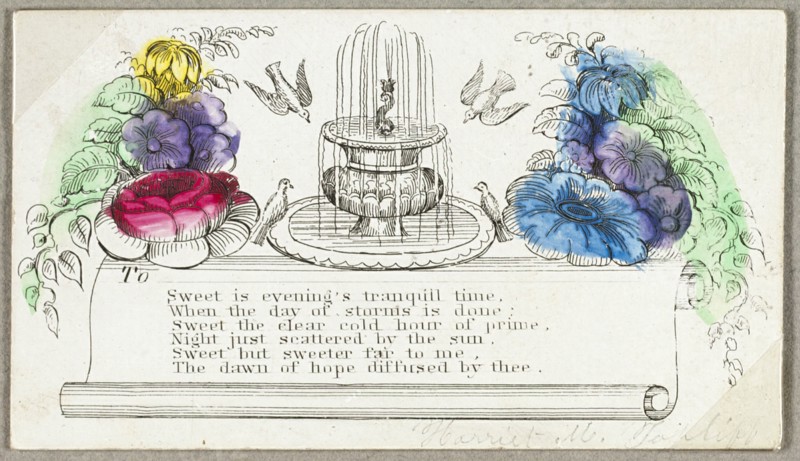 Sweet is Evening's Tranquil Time (valentine), c.1830. Creator: Unknown.