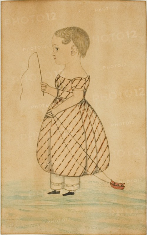 Standing Girl in Profile to Left with Whip and Toy Sleigh, n.d. Creator: Unknown.