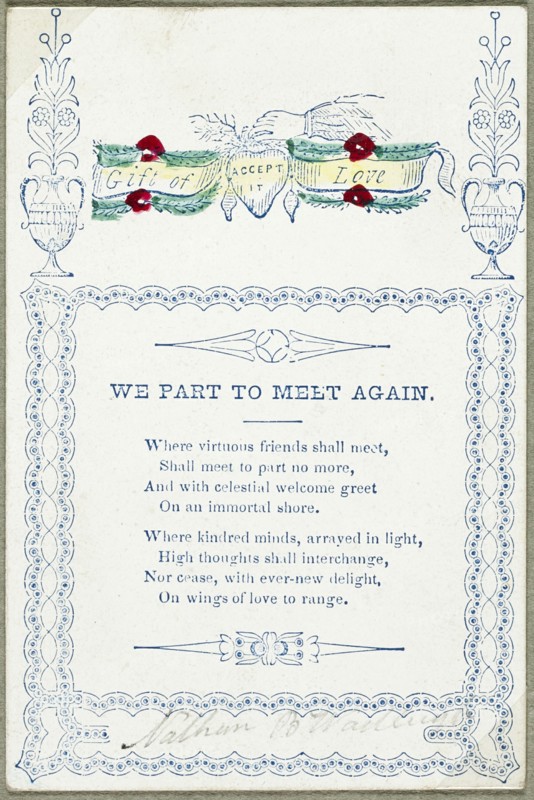 We Part to Meet Again (valentine), c.1830. Creator: Unknown.