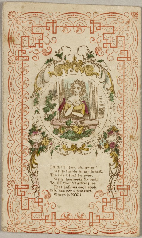 Forget thee, oh. Never! (valentine), 1835/40. Creator: Unknown.