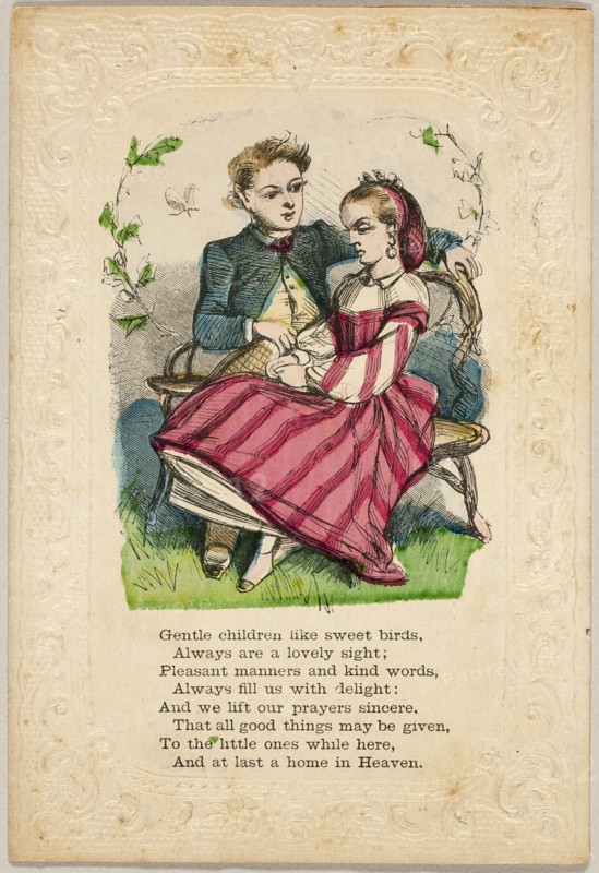 Gentle Children Like Sweet Birds (valentine), 1860/69. Creator: Unknown.