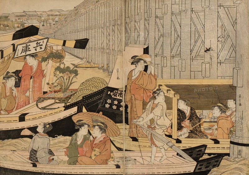 Pleasure Boats on the Sumida River, c. 1792. Creator: Hosoda Eishi.