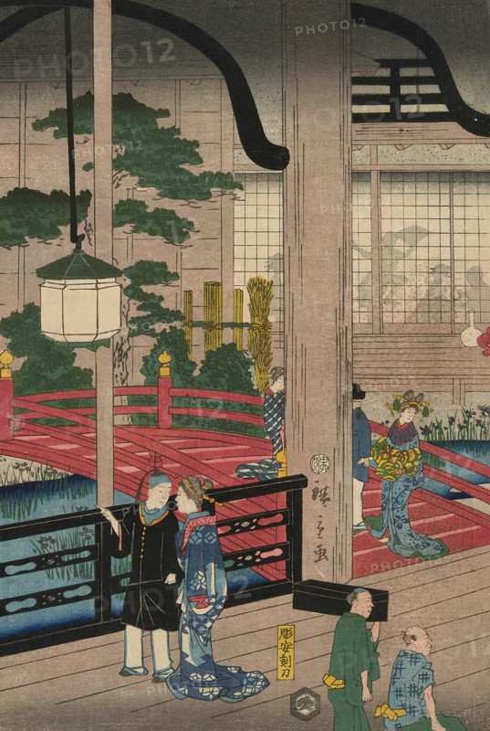 The Interior of the Gankiro in Yokohama (Yokohama Gankiro mikomi no zu), 1860. Creator: Utagawa Hiroshige II.