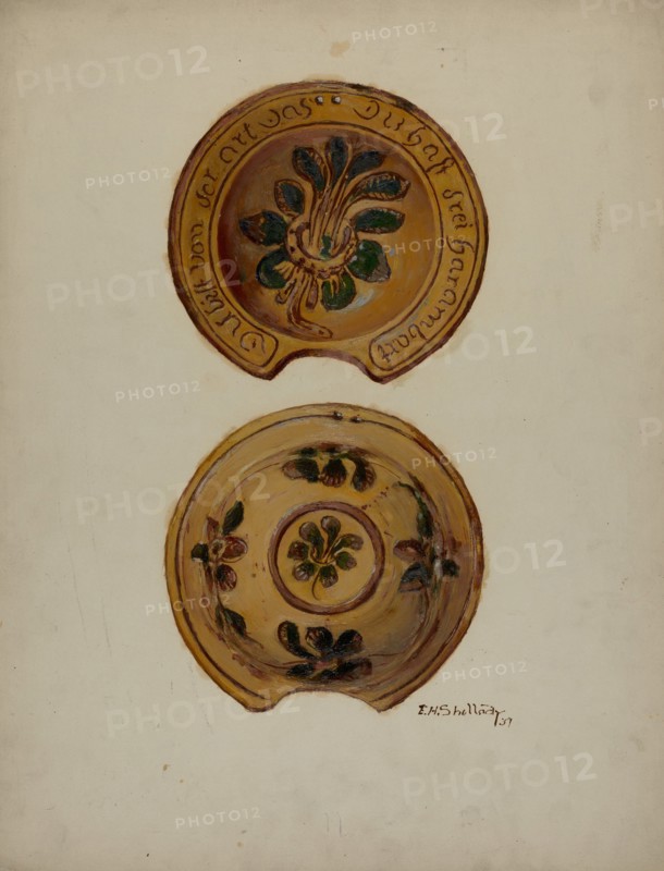 Pa. German Shaving Basin, 1937. Creator: Eugene Shellady.