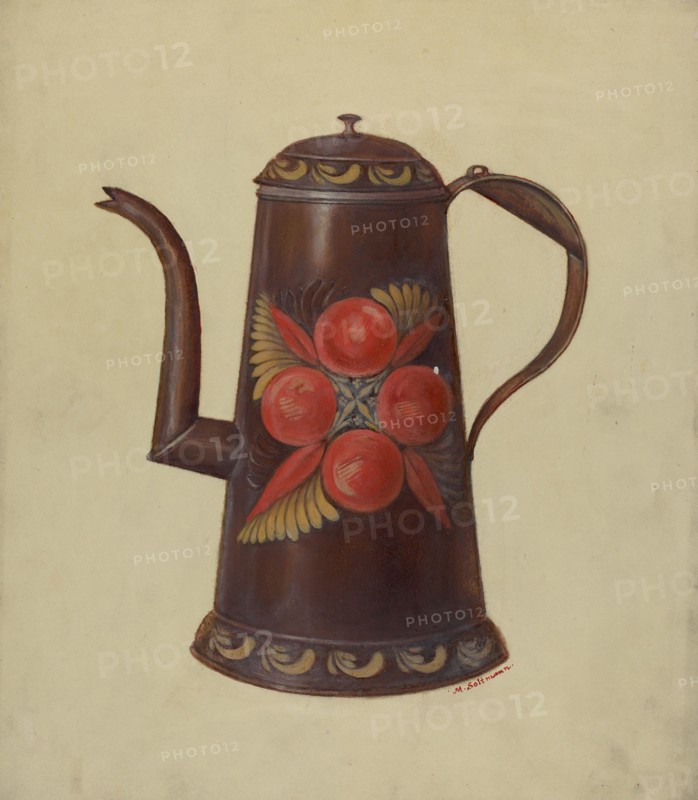 Toleware Tin Coffee Pot, c. 1936. Creator: Max Soltmann.