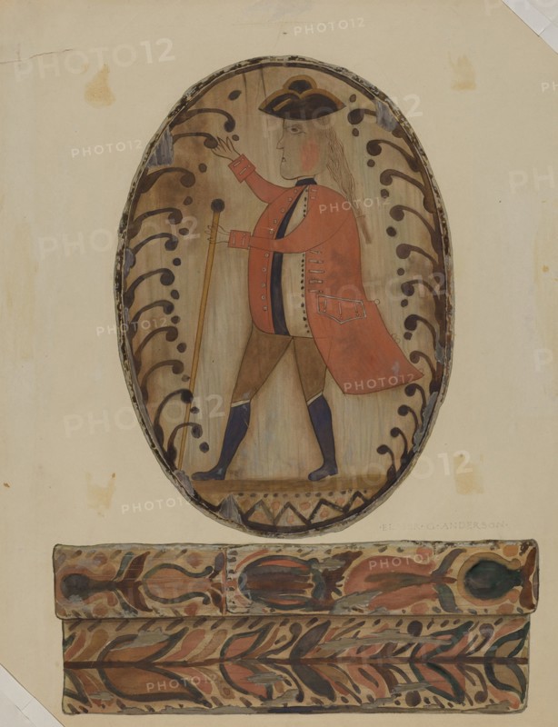 Pa. German Painted Wooden Box, c. 1937. Creator: Elmer G Anderson.