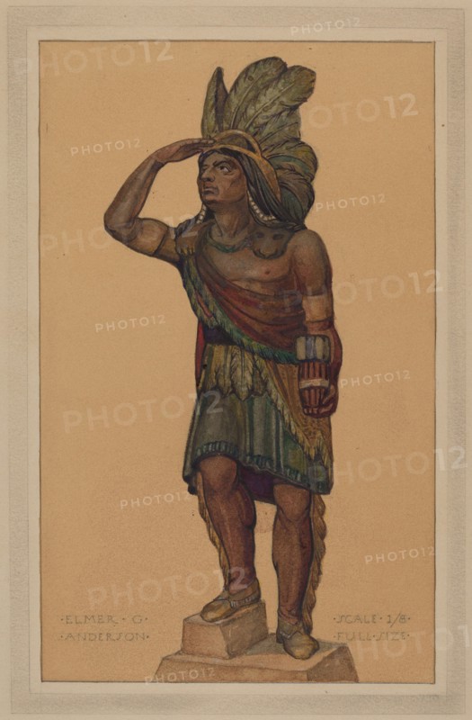 Cigar Store Indian, c. 1936. Creator: Elmer G Anderson.