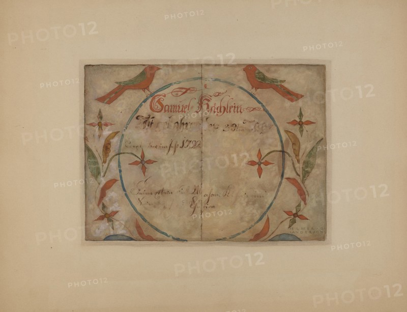 Pa. German Birth Certificate, c. 1936. Creator: Elmer G Anderson.