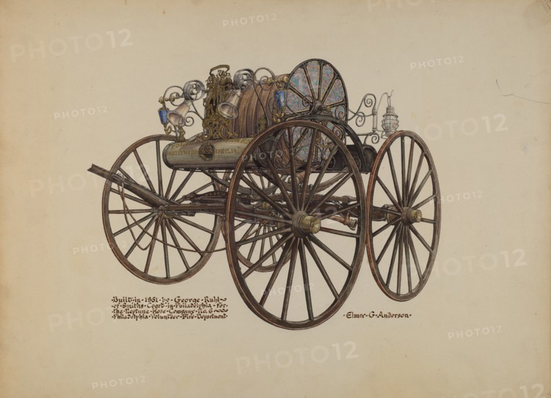 Hose Carriage, c. 1937. Creator: Elmer G Anderson.