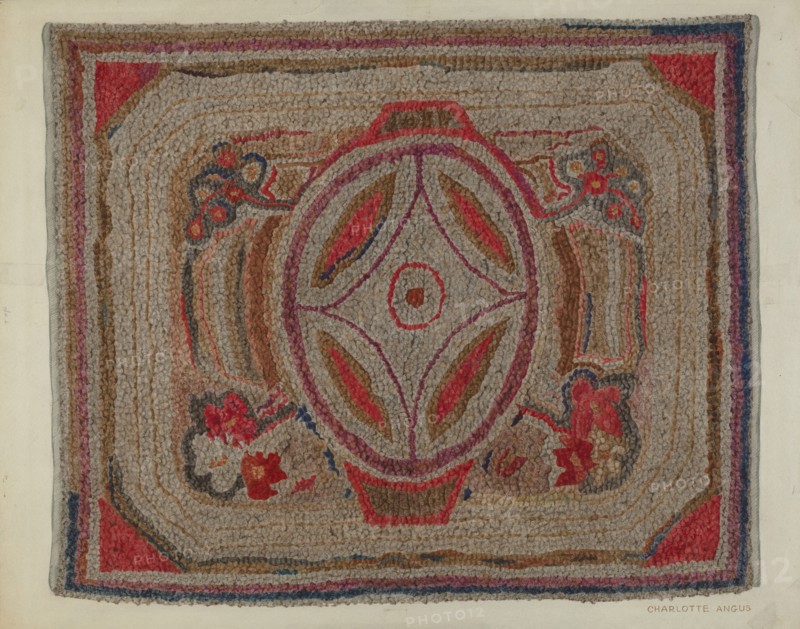 Hooked Rug (Cotton), c. 1940. Creator: Charlotte Angus.