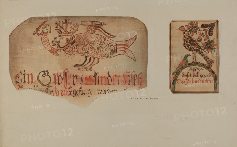 Pa. German Fractur Design, c. 1937. Creator: Charlotte Angus.
