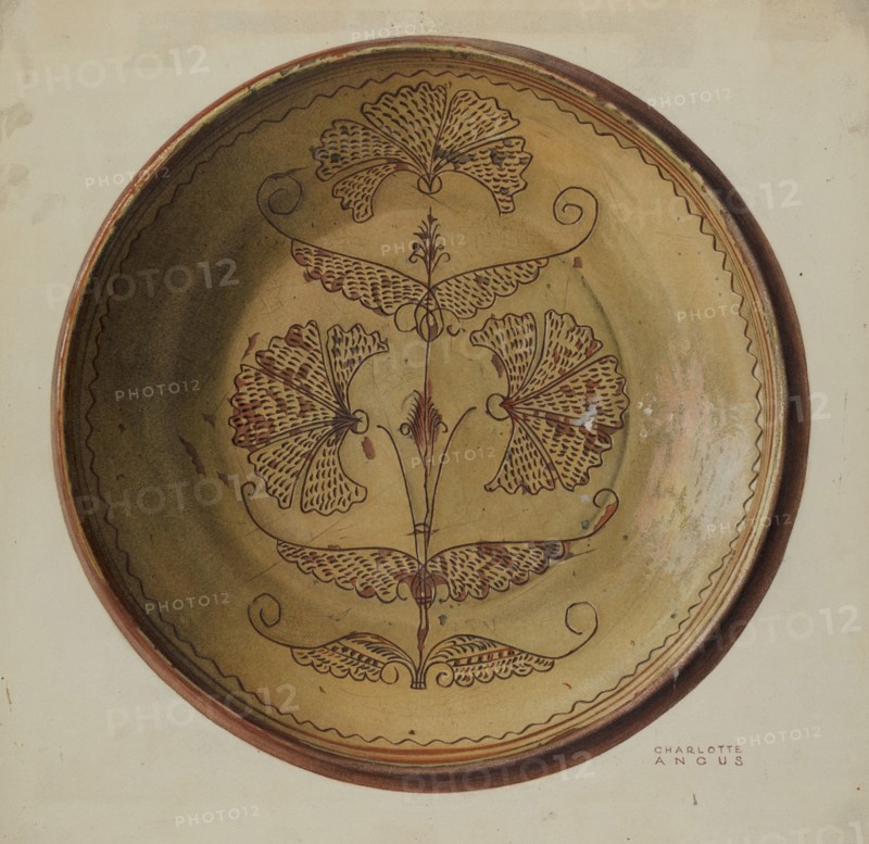 Pa. German Pie Dish, c. 1940. Creator: Charlotte Angus.